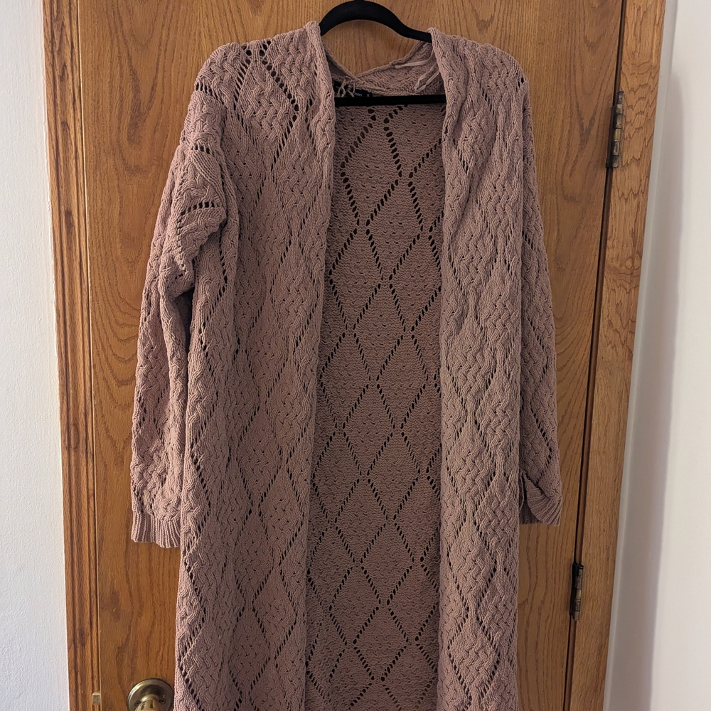 Cozy Knit Open-Front Sweater in Taupe
